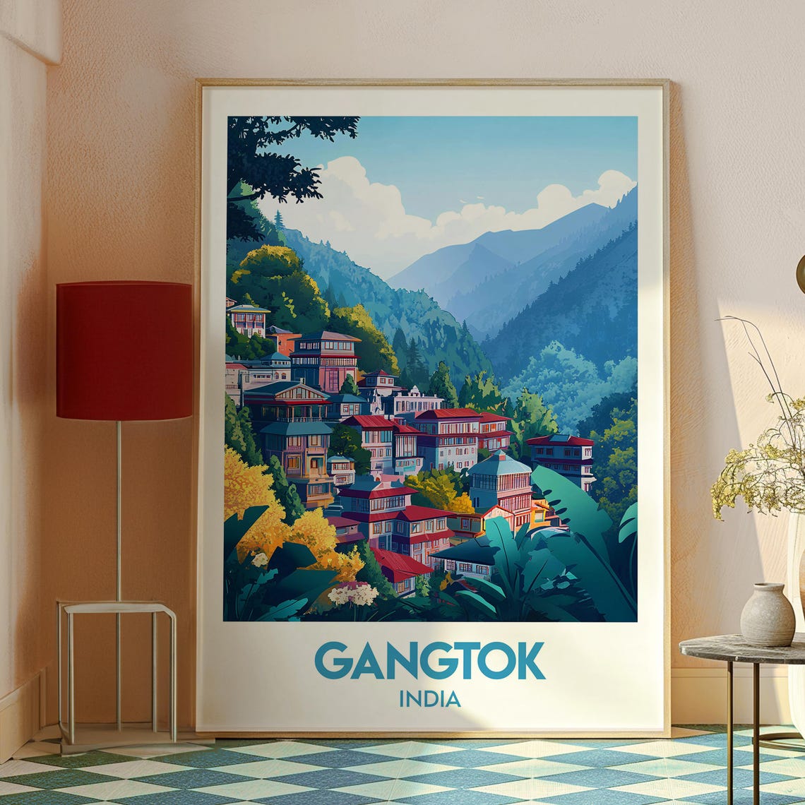 Gangtok India Himalayan Hillside City Mountain Valley Travel Poster - Image 2