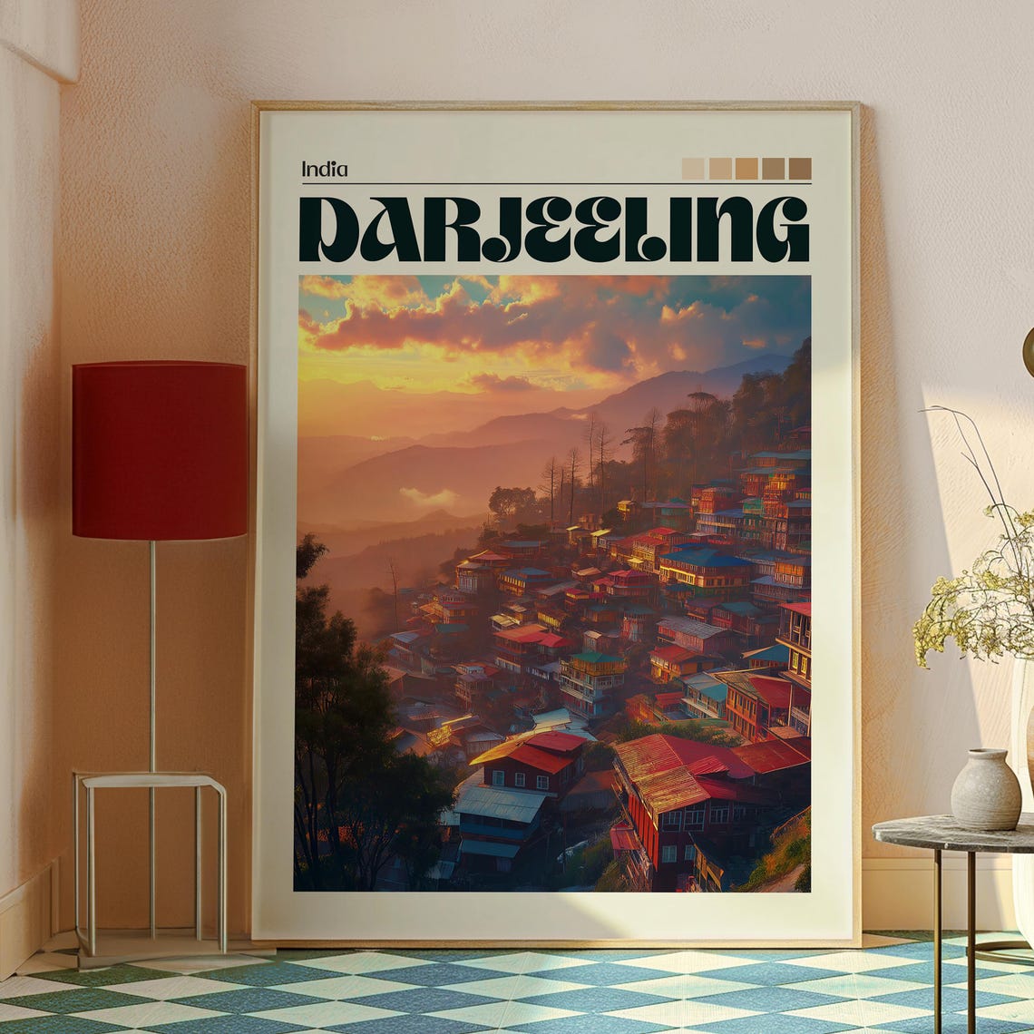 Darjeeling India Himalayan Hillside Town Sunset Glow Travel Poster - Image 2