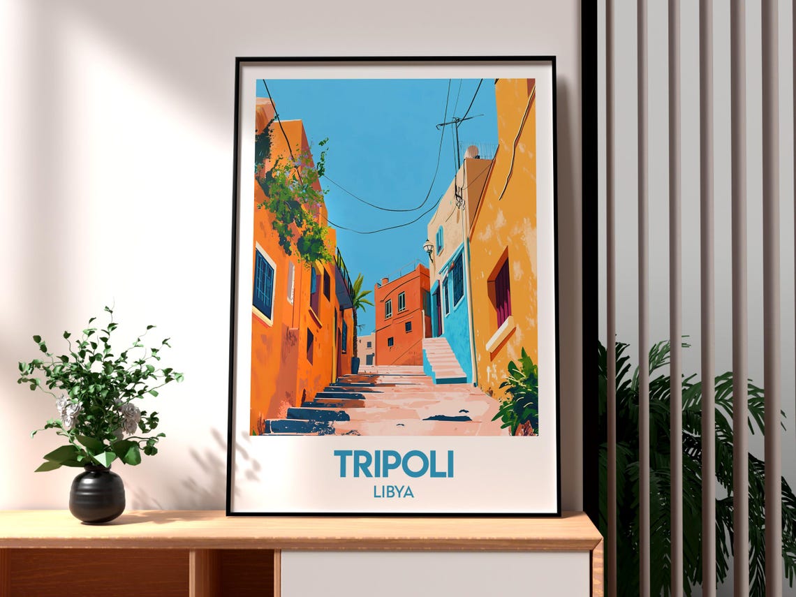 Tripoli Libya Old Town Stairway Alley Mediterranean Travel Poster