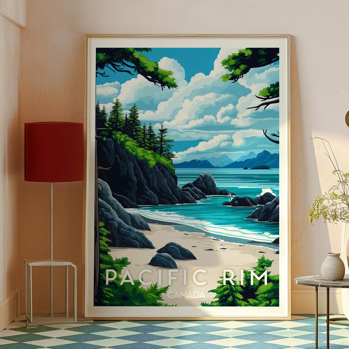 Pacific Rim Canada Rugged Beach Cliffs Turquoise Waves Poster - Image 2