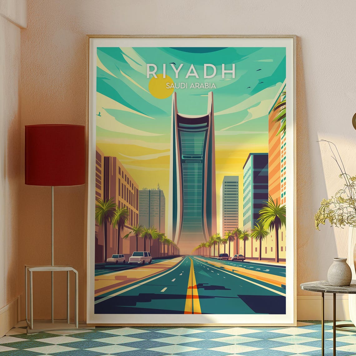 Riyadh Saudi Arabia Modern Skyline Tower Sunset Travel Poster - Image 2