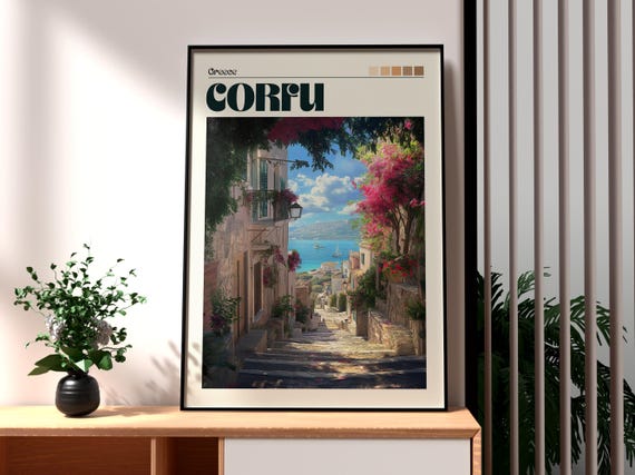 Corfu Greece Coastal Travel Poster