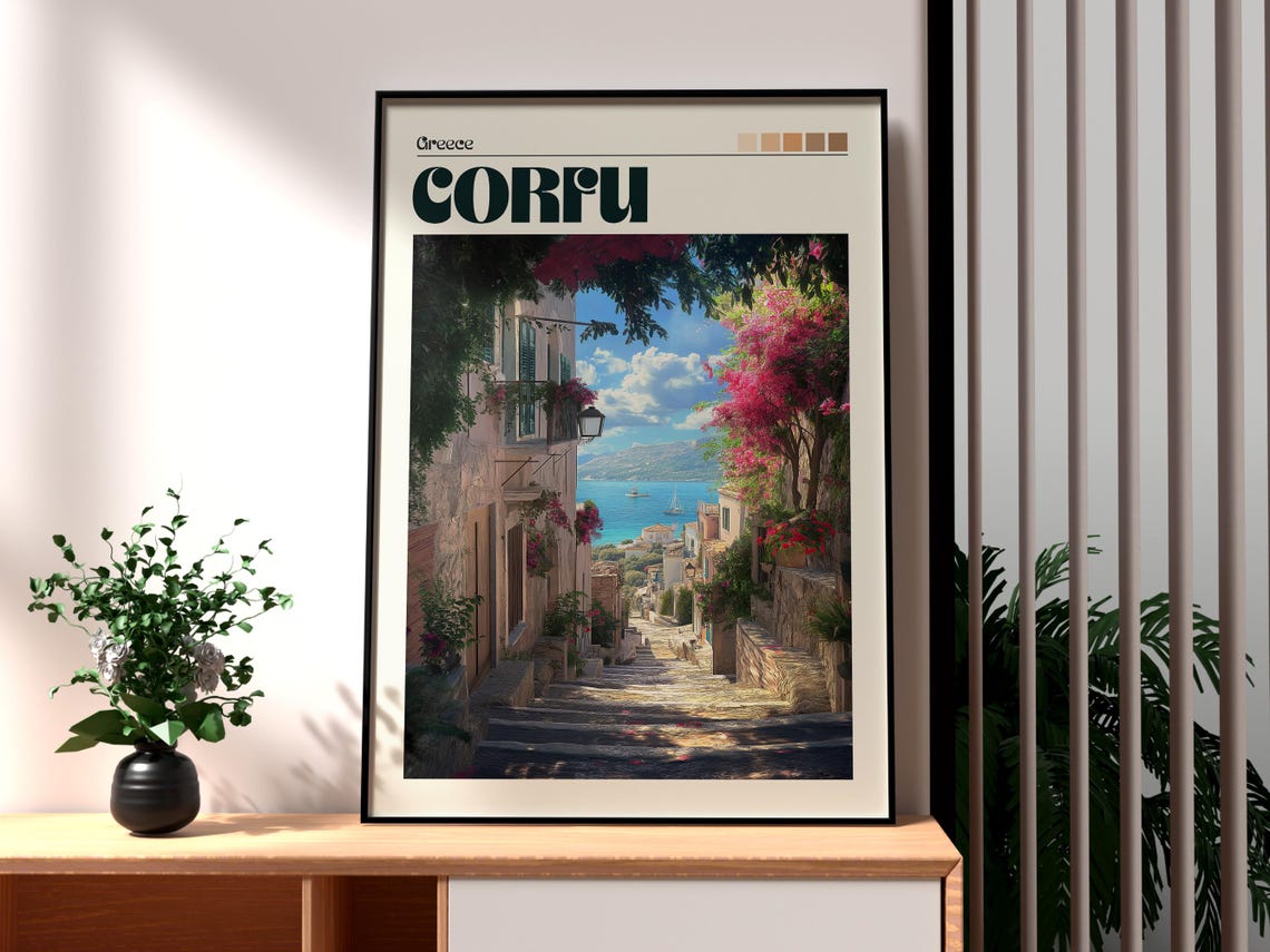 Corfu Greece Coastal Travel Poster