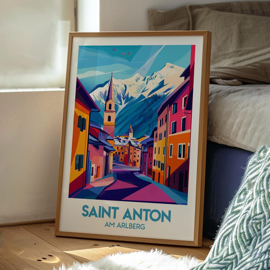 Saint Anton am Arlberg Austria Alpine Ski Village Winter Travel Poster - Image 3
