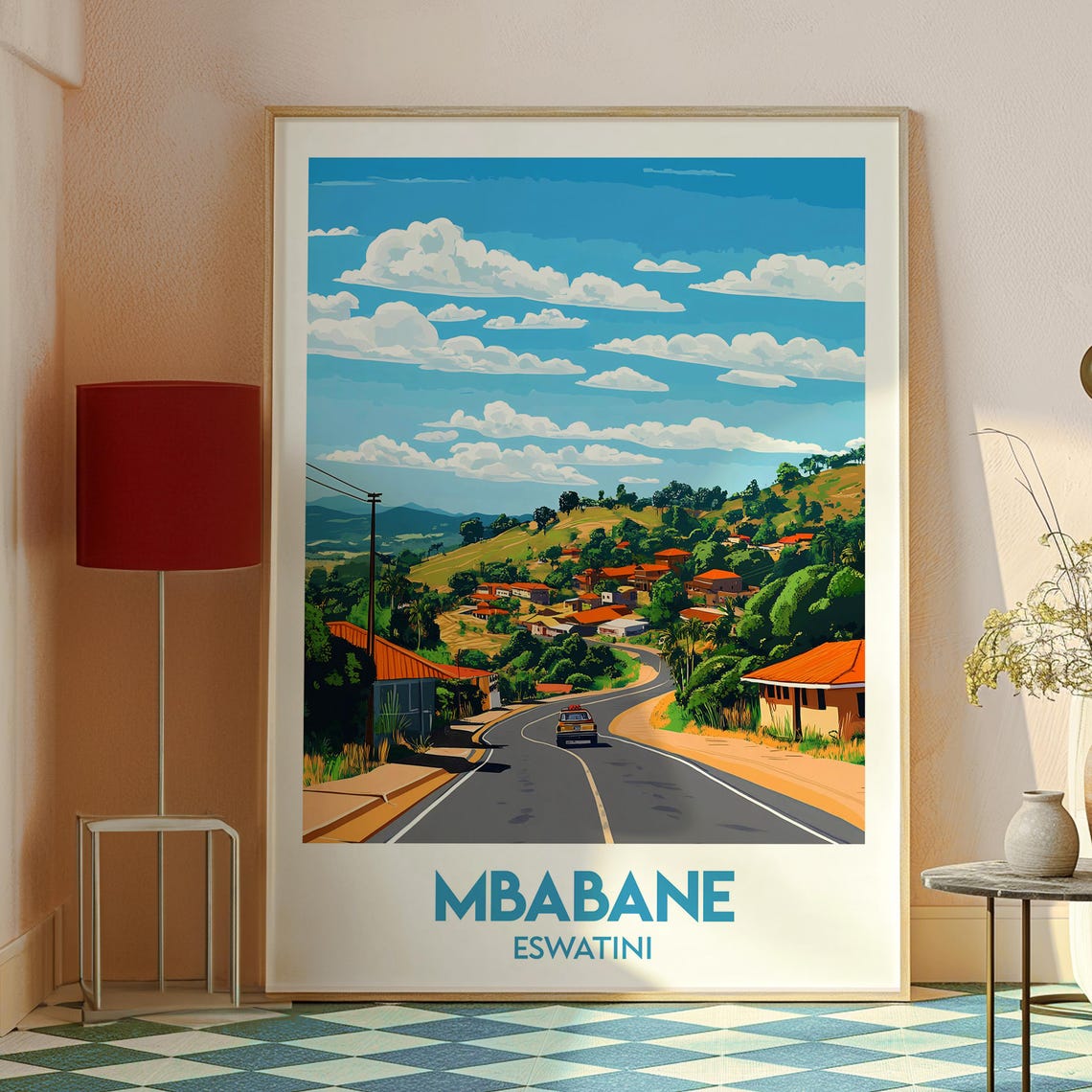 Mbabane Eswatini Hillside Town Winding Road African Travel Poster - Image 2