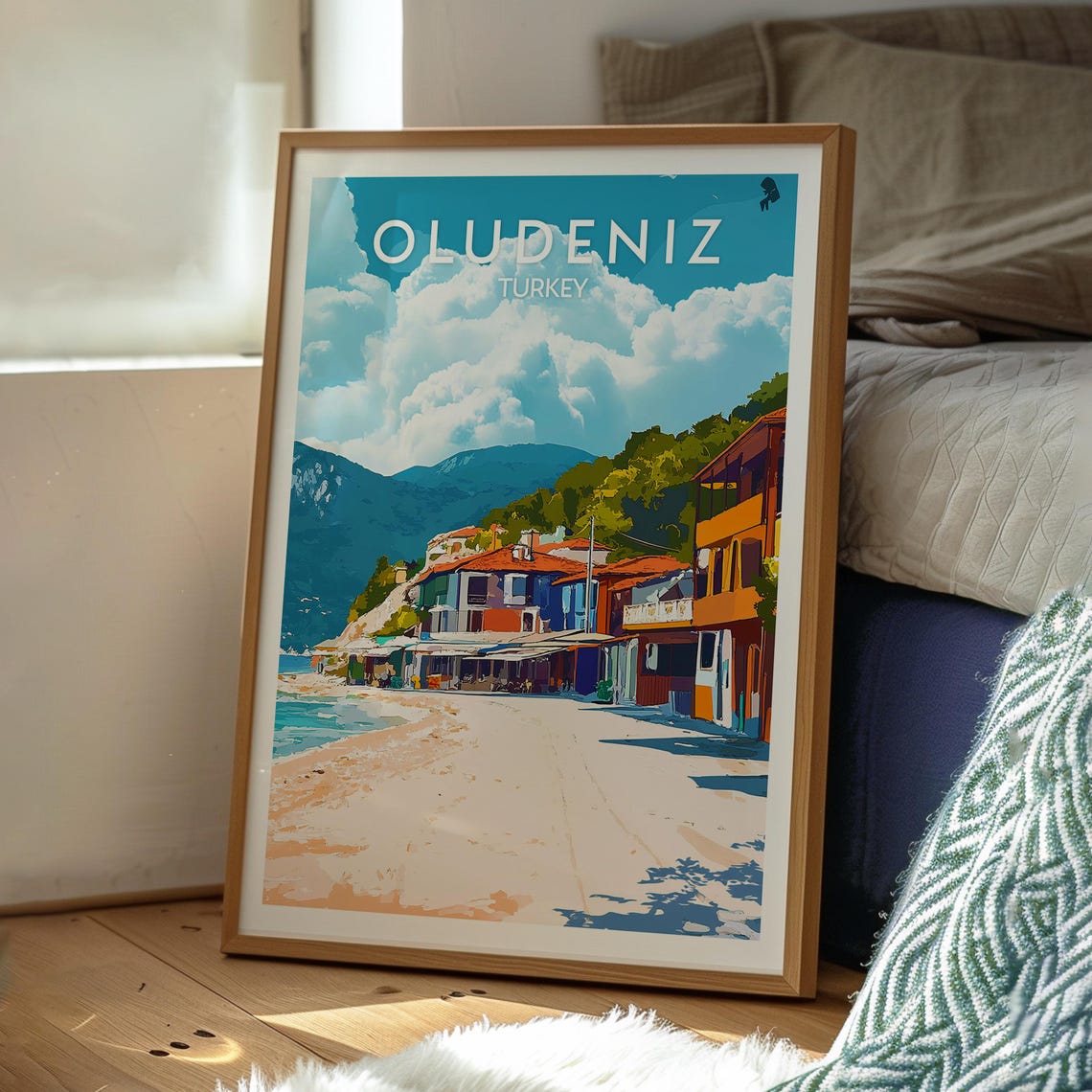 Oludeniz Turkey Beachfront Street Sunny Coastal Town Travel Poster - Image 2
