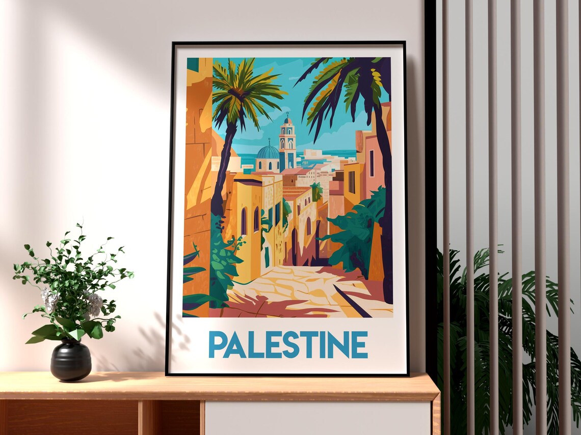 Palestine Historic Old City Stone Street Palm Dome Skyline Poster