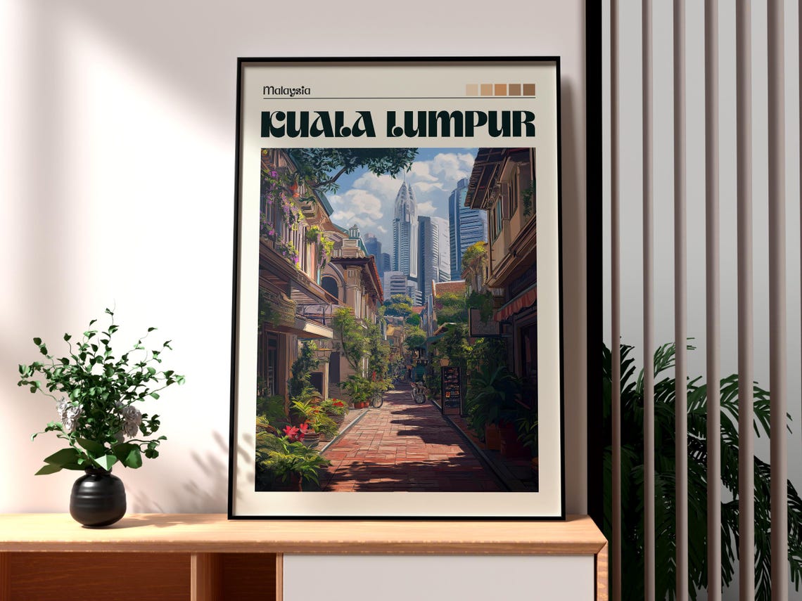 Kuala Lumpur Print Malaysia Wall Art Poster Kl Travel Backpacking Petronas Towers