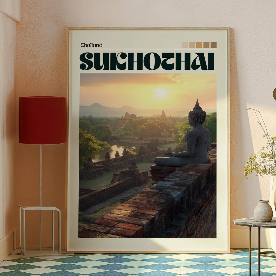 Sukhothai Print Thailand Wall Art Chiang Mai Travel Temples Poster Backpacking Gift For Traveller - Image 2