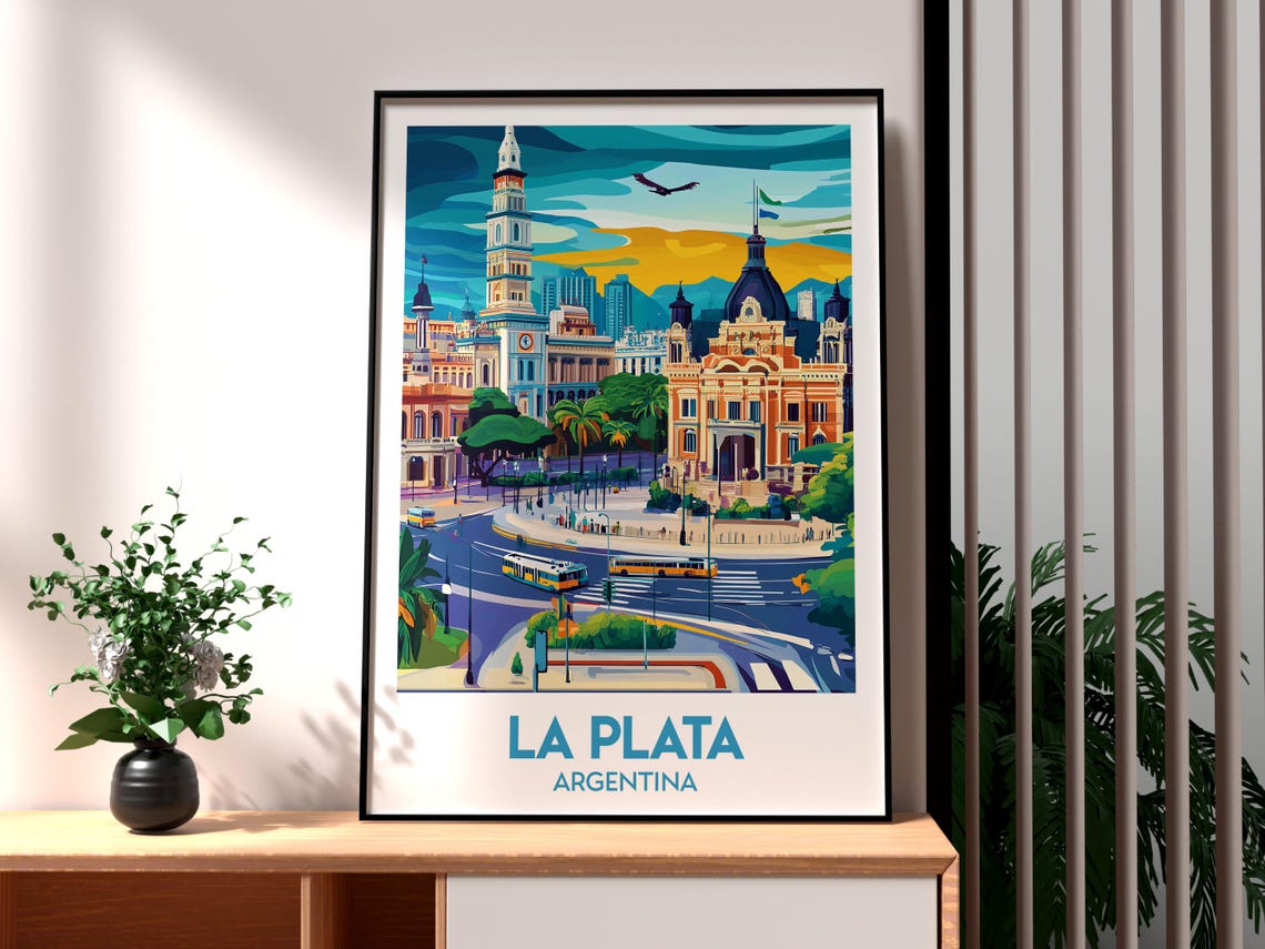 La Plata Travel Print Argentina Wall Art Buenos Aires Poster Gift For Traveller