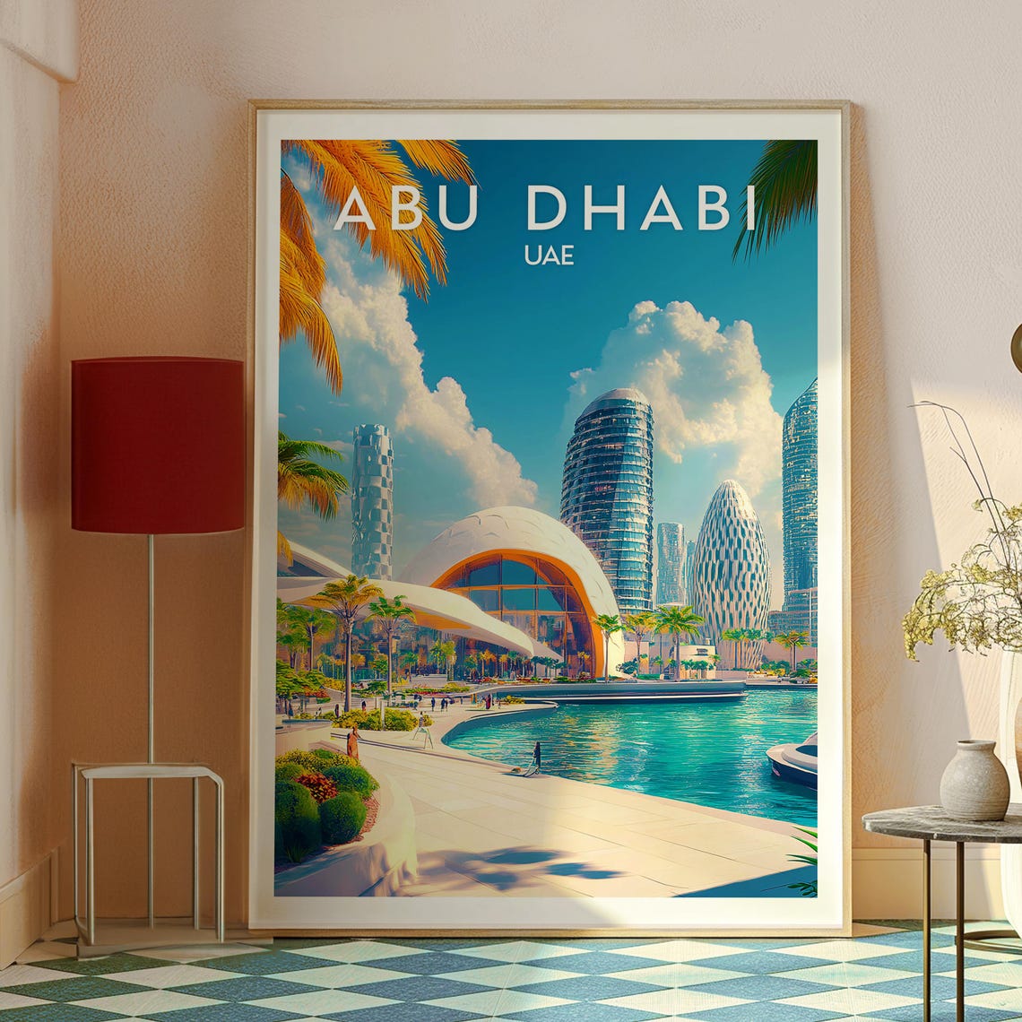 Abu Dhabi UAE Waterfront Promenade Skyline Cityscape Travel Poster - Image 2
