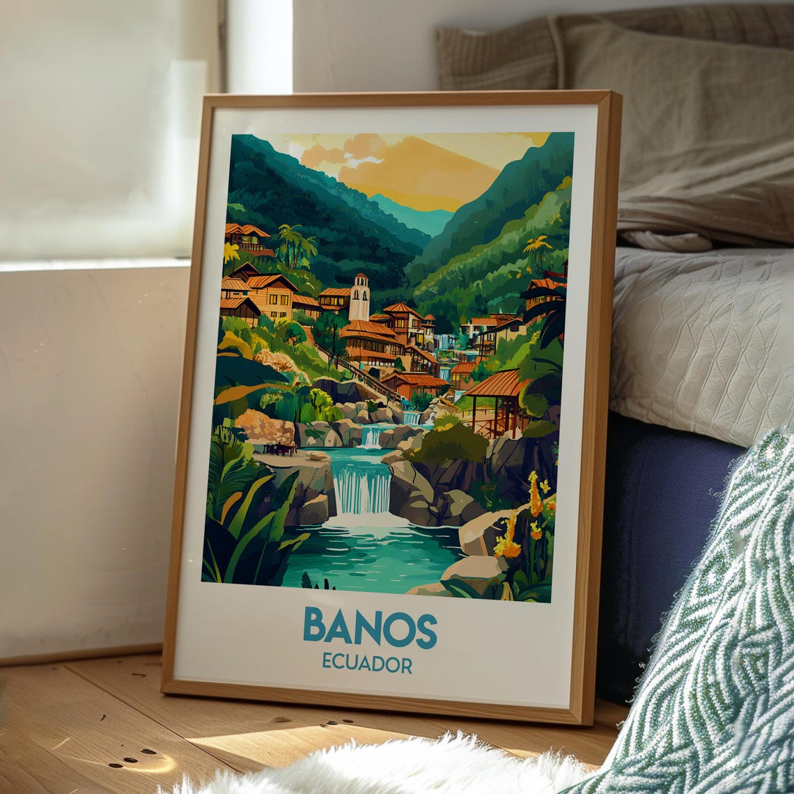 Banos Ecuador Waterfall Mountain Town Tropical Valley Travel Poster - Image 3