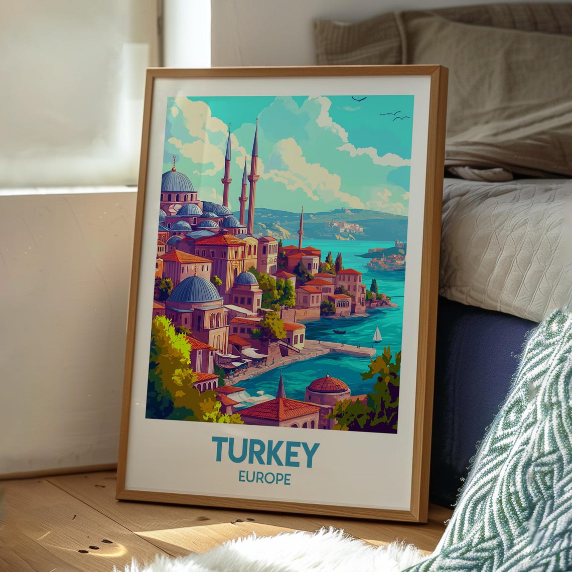 Turkey Istanbul Mosque Skyline Bosphorus Sunset Travel Poster - Image 3