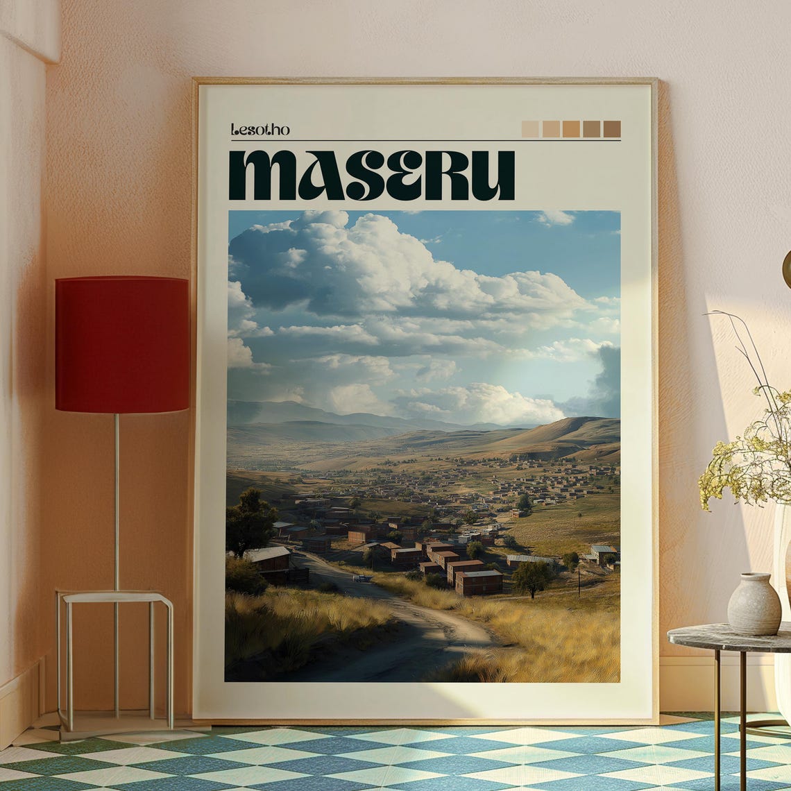 Maseru Lesotho African Highland Village Hillside View Poster - Image 2