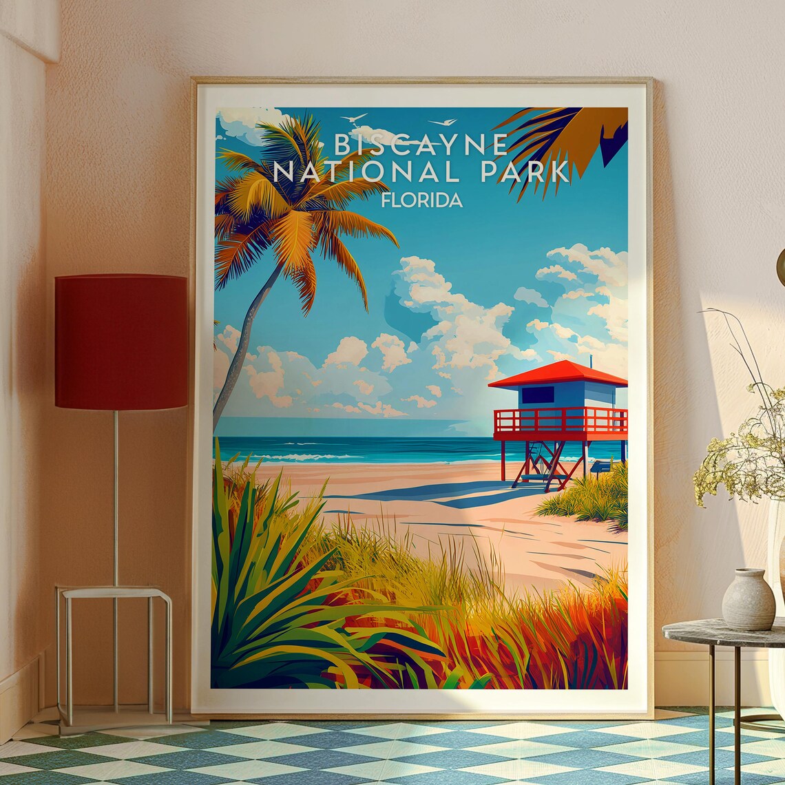 Biscayne National Park Florida Beach Lifeguard Travel Poster - Image 2