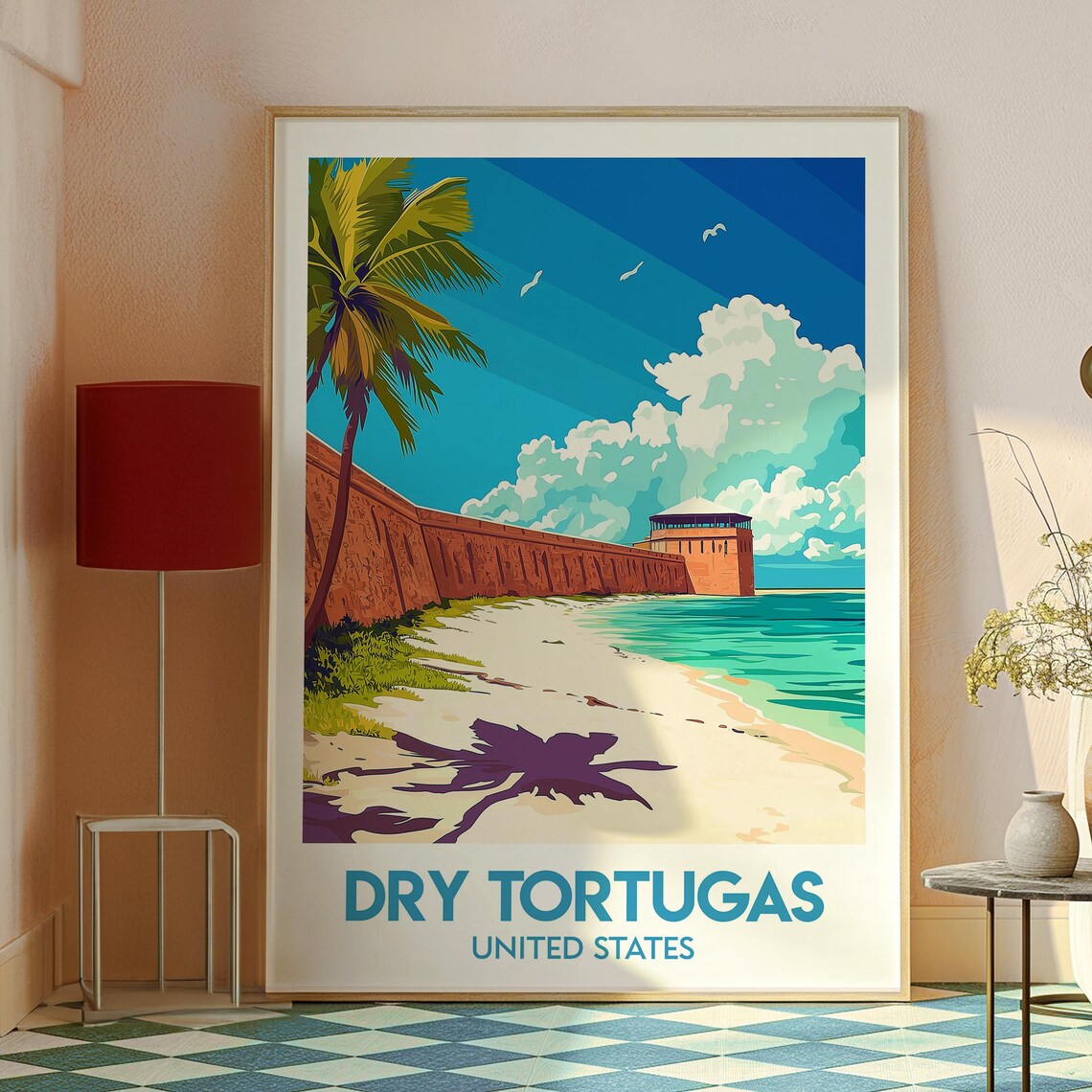 Dry Tortugas United States Fort Jefferson Brick Fort Beach Island Travel Poster - Image 2