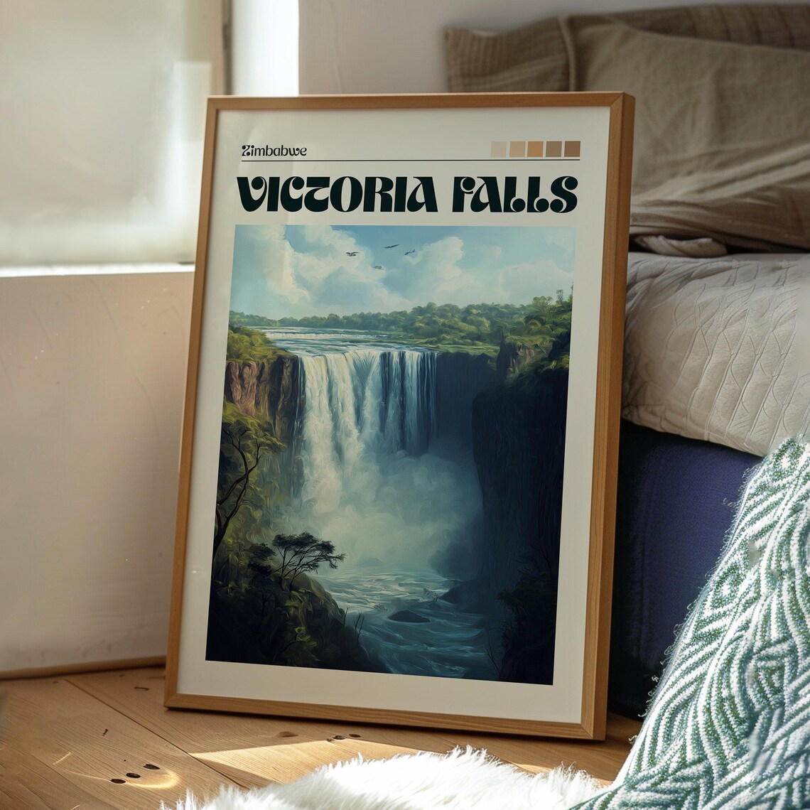 Victoria Falls Zimbabwe Waterfall Gorge Mist Nature View Art Poster - Image 3