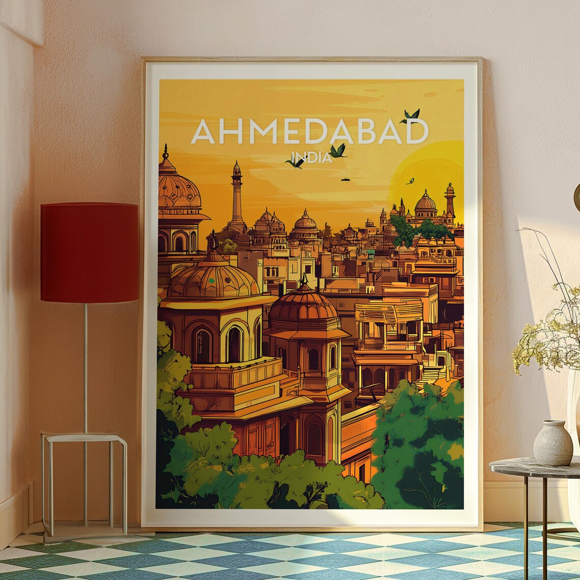 Ahmedabad India Golden Sunset Old City Domes Heritage Poster - Image 2