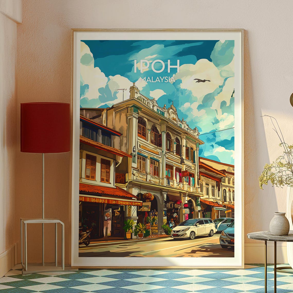 Ipoh Malaysia Colonial Shophouse Old Town Street Scene Travel Poster - Image 2