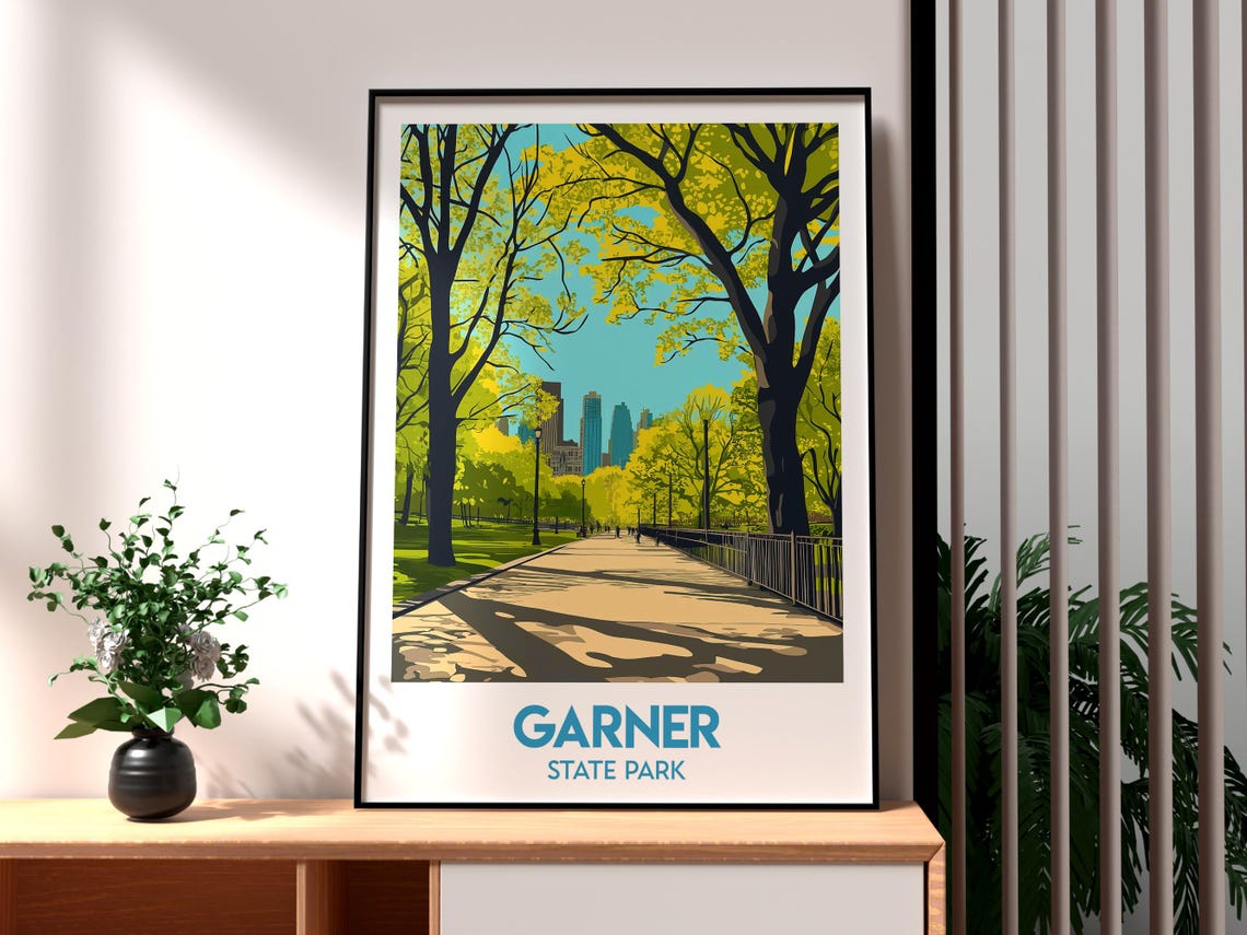 Garner State Park Tree Lined Green Avenue Skyline View Poster