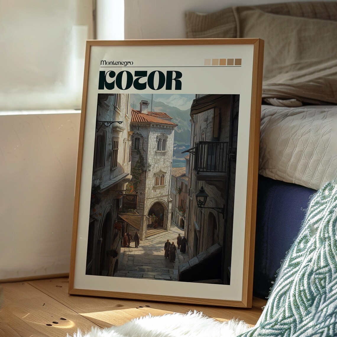 Kotor Montenegro Historic Old Town Stone Street Scene Poster - Image 3