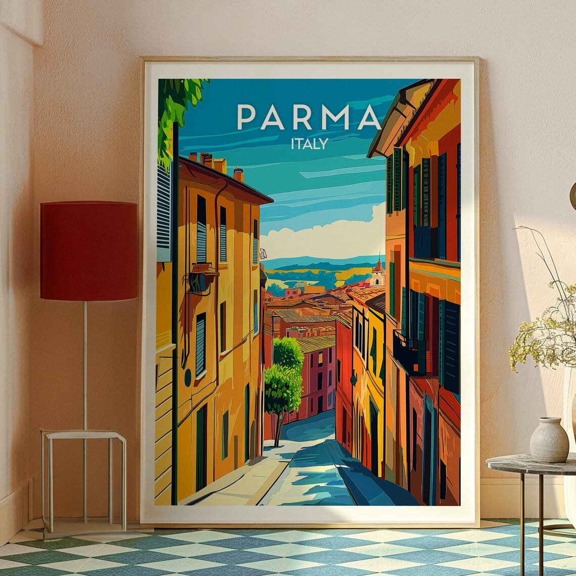 Parma Italy Old Town Terracotta Facades Sunlit Street Scene Poster - Image 2