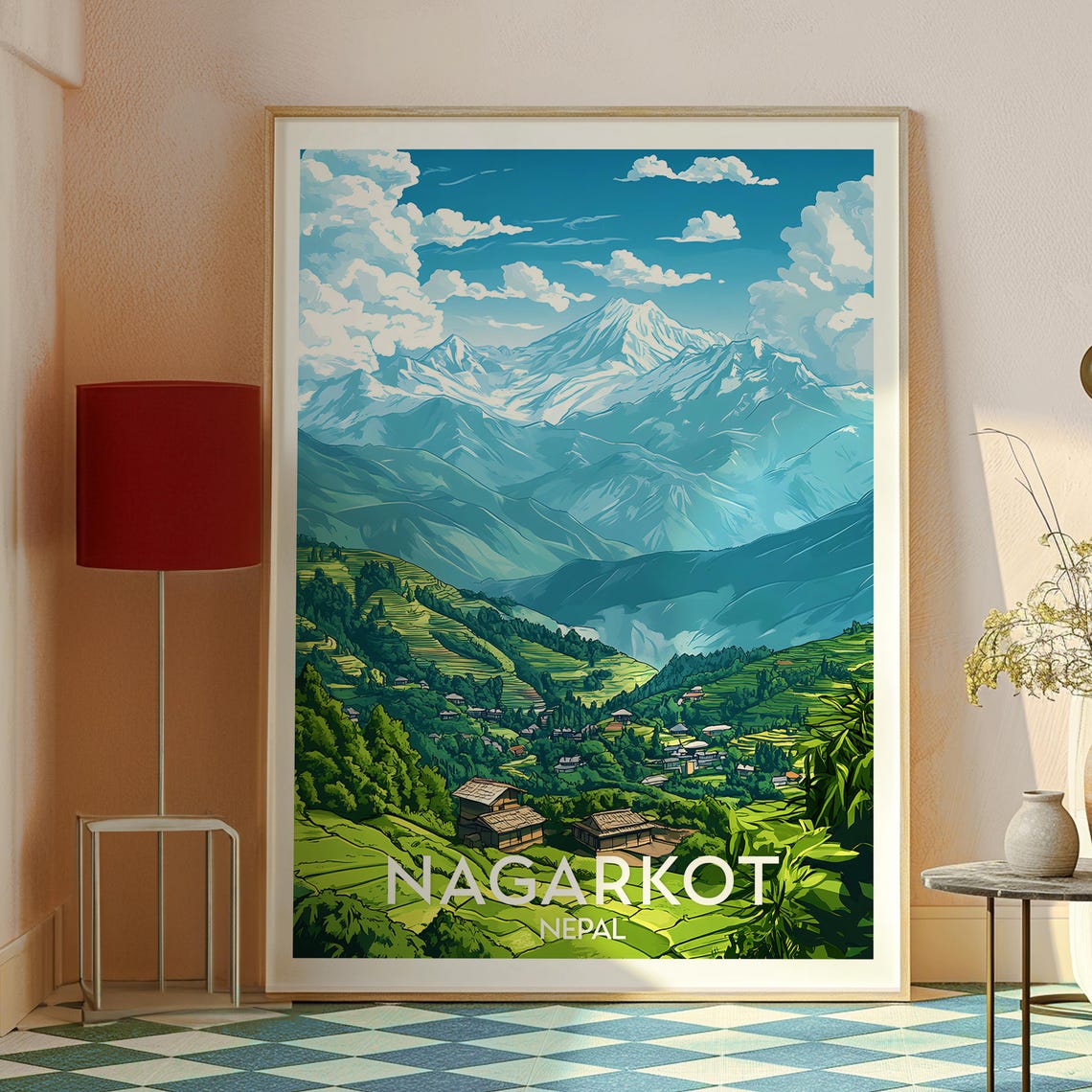 Nagarkot Nepal Himalayan Mountain Peak Village View Travel Poster - Image 2
