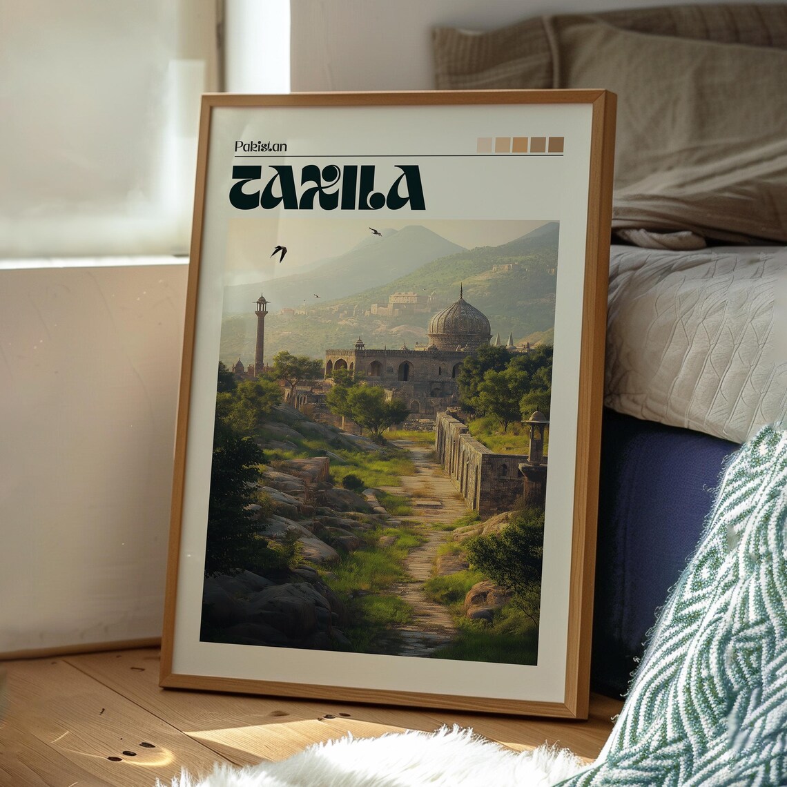Taxila Pakistan Ancient Ruins Dome Mountain Vintage Travel Poster - Image 3