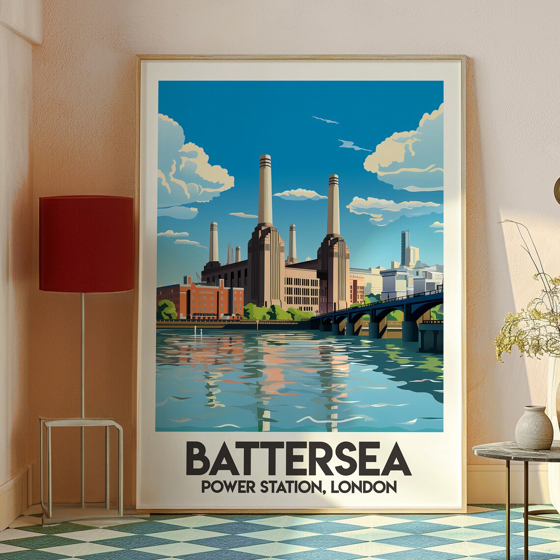 Battersea Power Station London Thames Landmark Travel Poster - Image 2