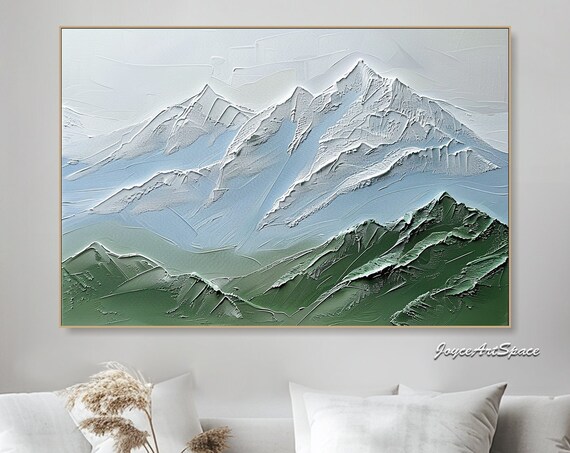 Original Abstract Painting On Original Green Wall Art Mountain Painting Landscape Oil Painting On Large 3d Textured Wall Art