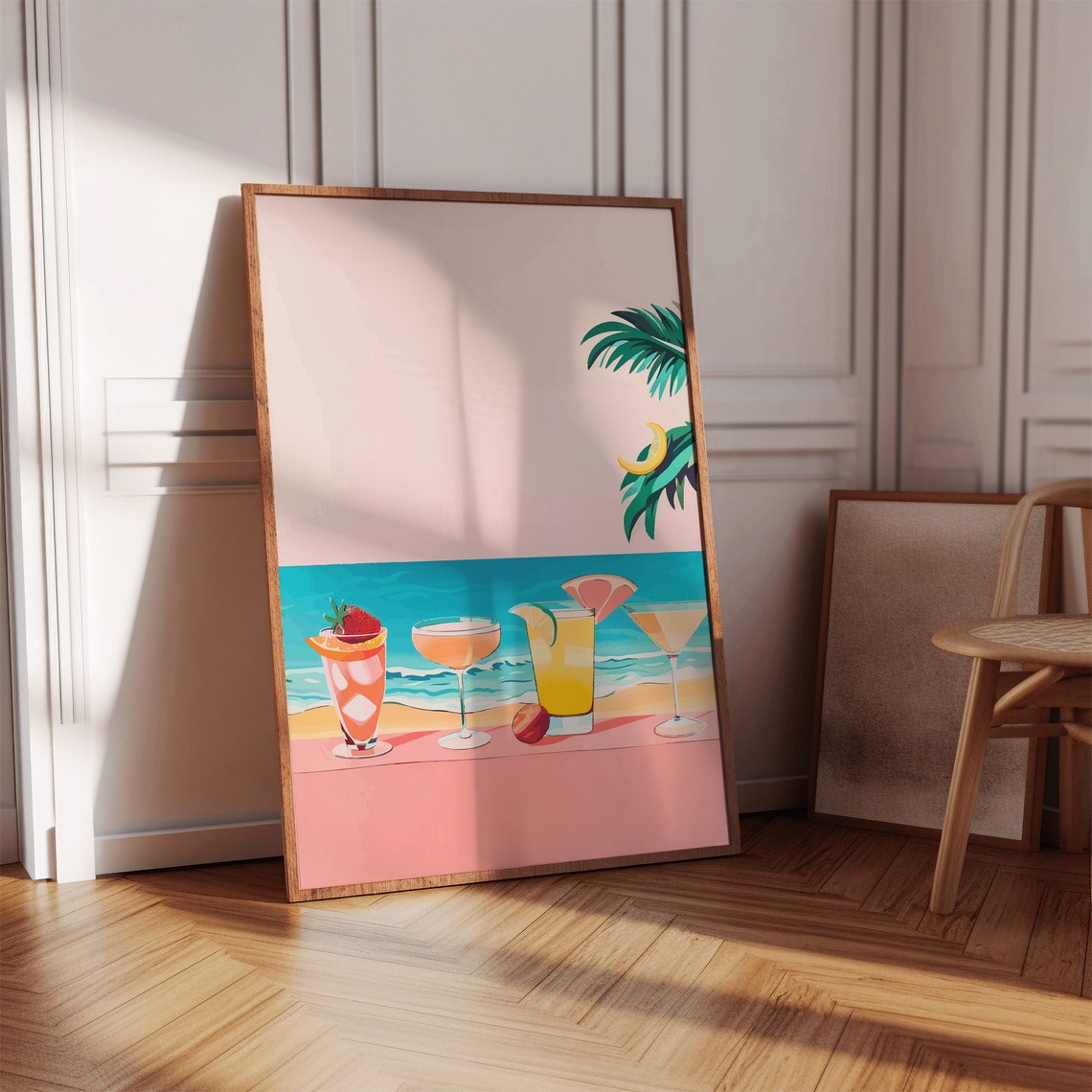 Fun Tropical Beach Cocktails Retro Bar Party Summer Art Poster