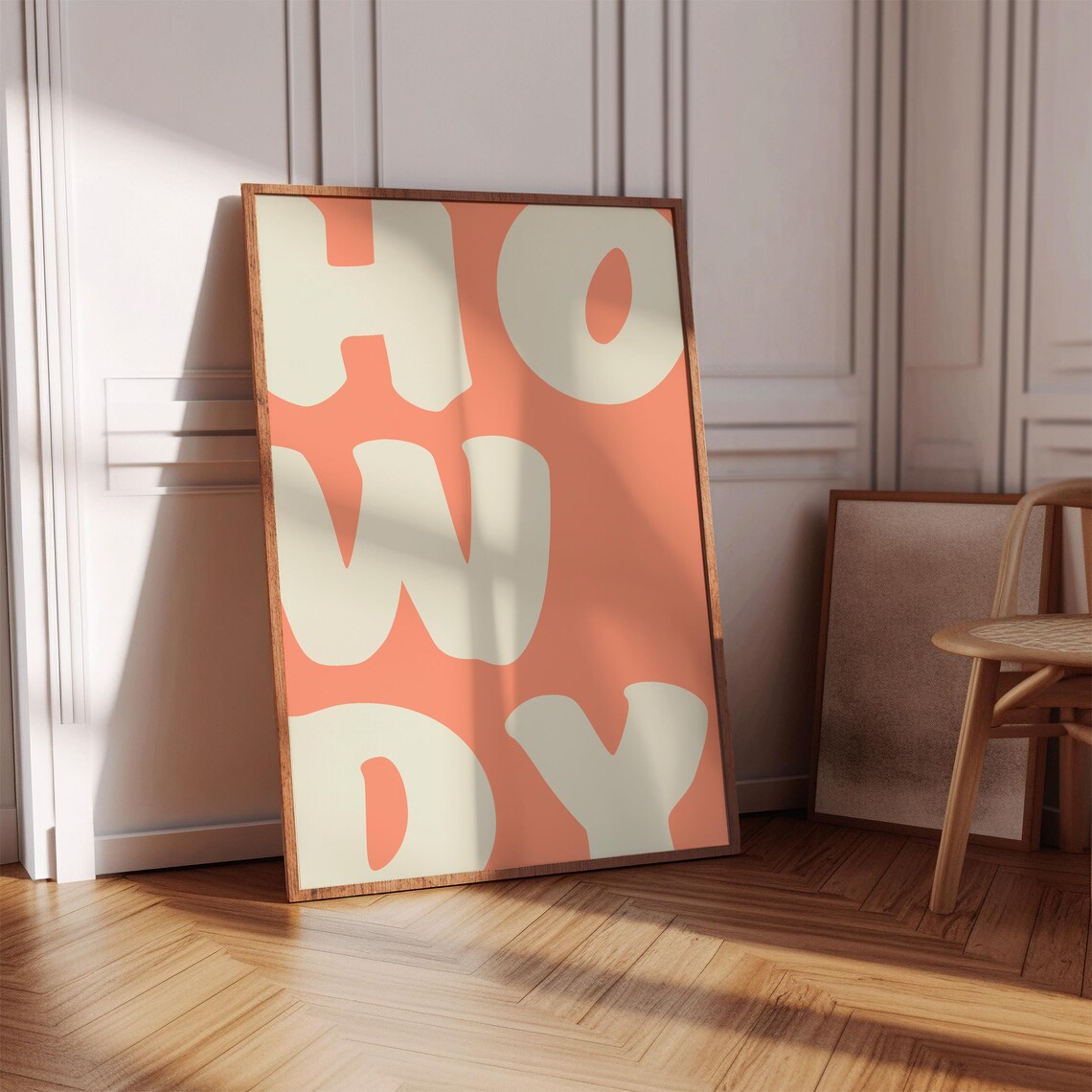 Howdy Bold Retro Orange Western Typography Cowboy Quote Poster