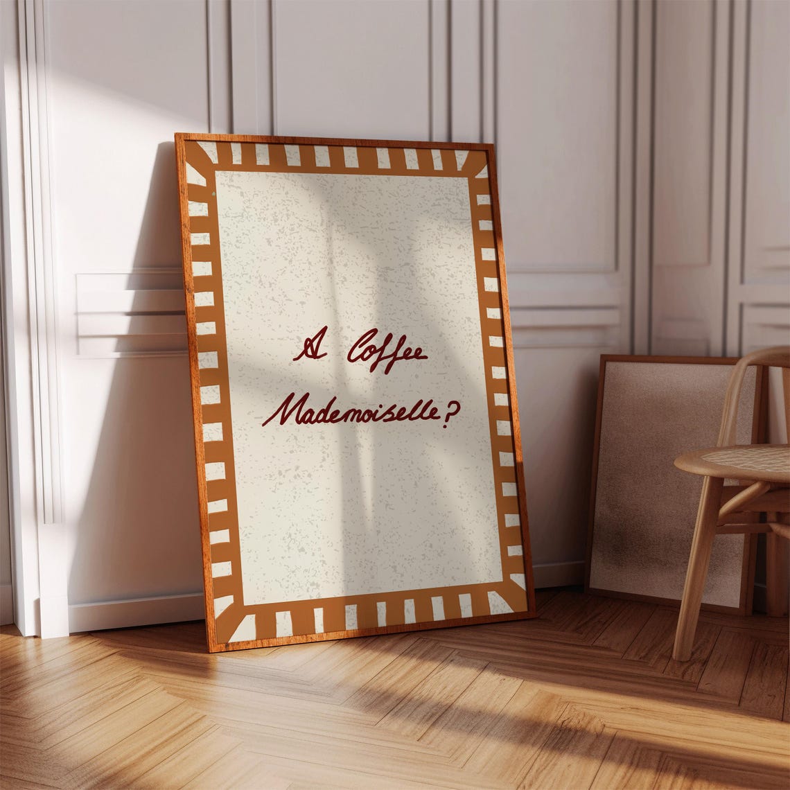 A Coffee Mademoiselle Script Quote Cafe Kitchen Decor Poster