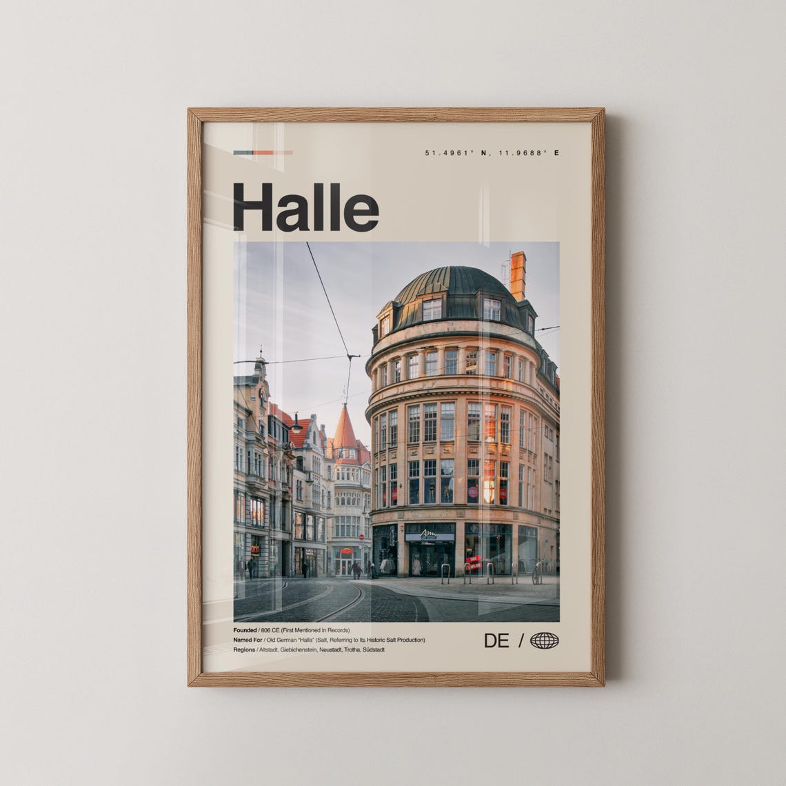 Halle Print Wall Art Poster Photo Dcor Map Germany