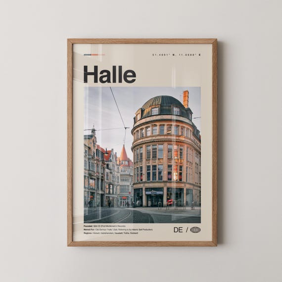 Halle Print Wall Art Poster Photo Dcor Map Germany