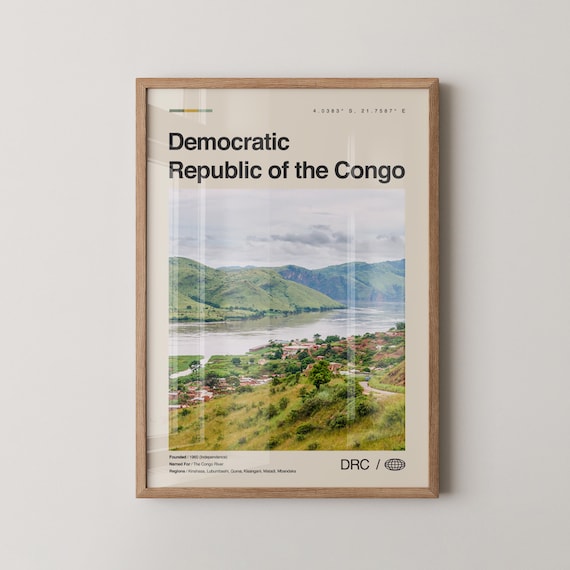 Democratic Republic Congo River Green Hills Photo Travel Poster