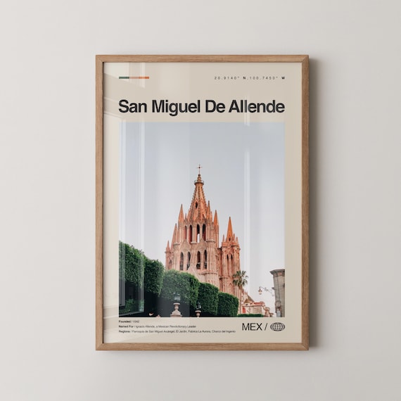 San Miguel De Allende Mexico Travel Poster Pink Church Photo Landmark