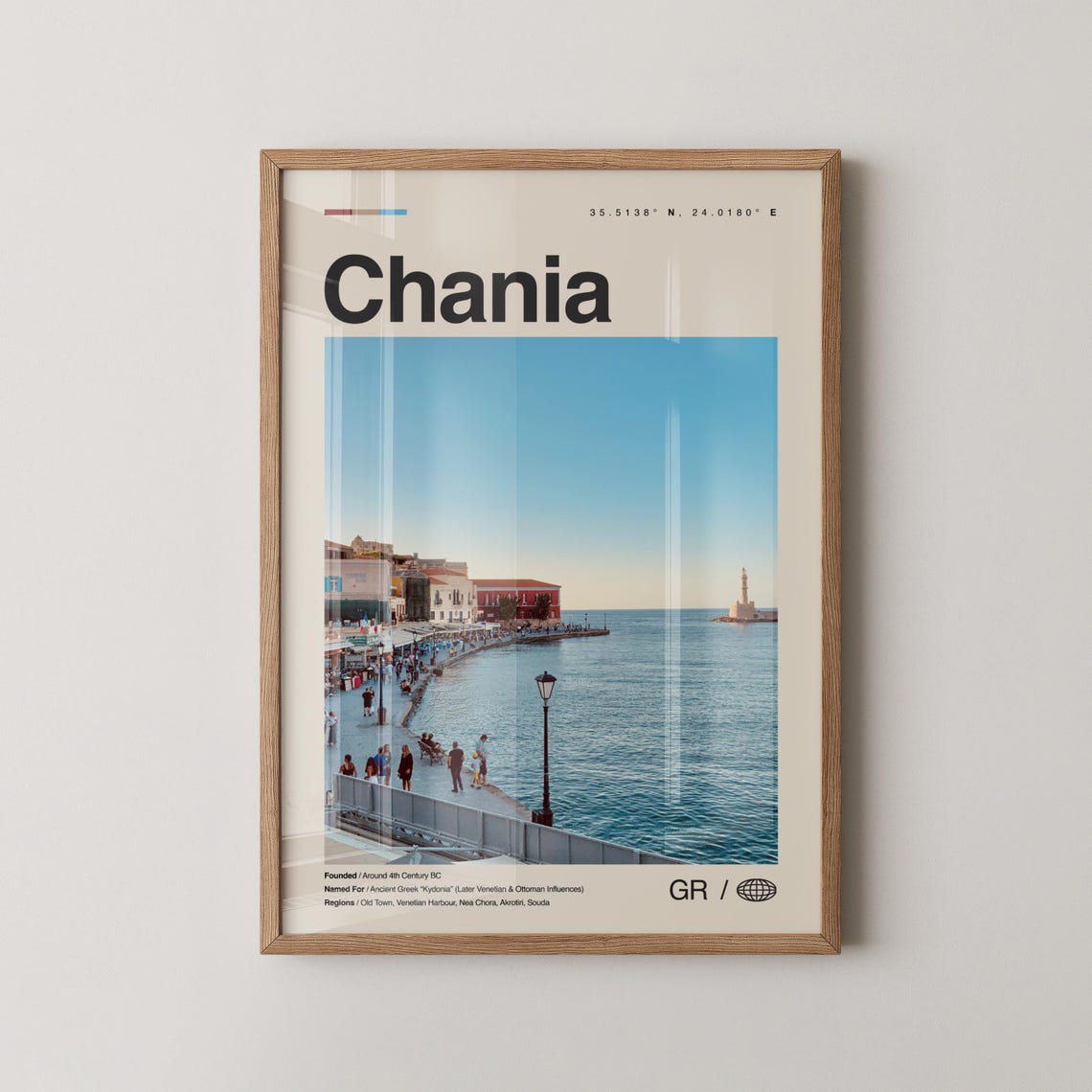 Chania Print Wall Art Poster Photo Dcor Map Greece
