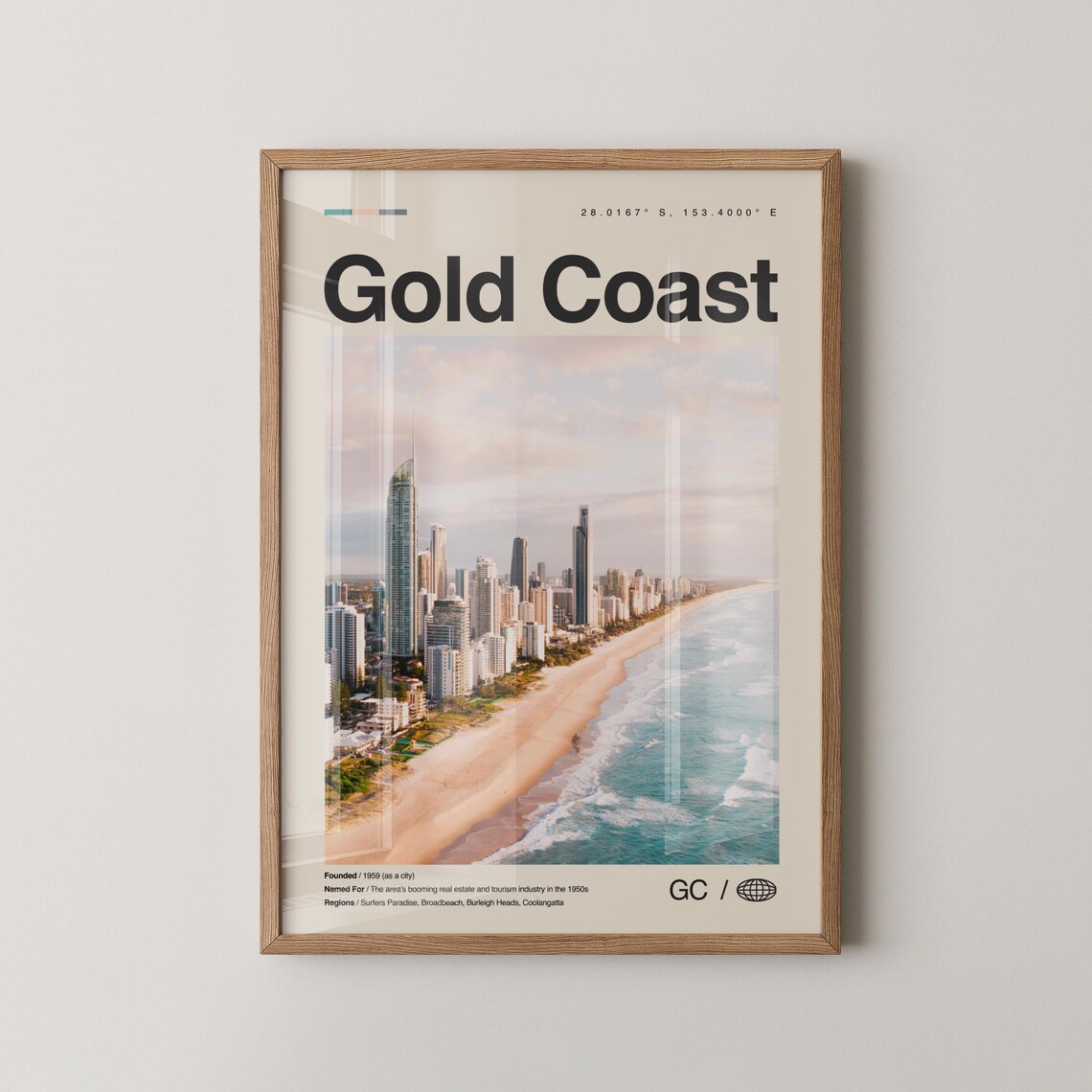 Gold Coast Skyline Beach Aerial Photo Travel Poster Australia