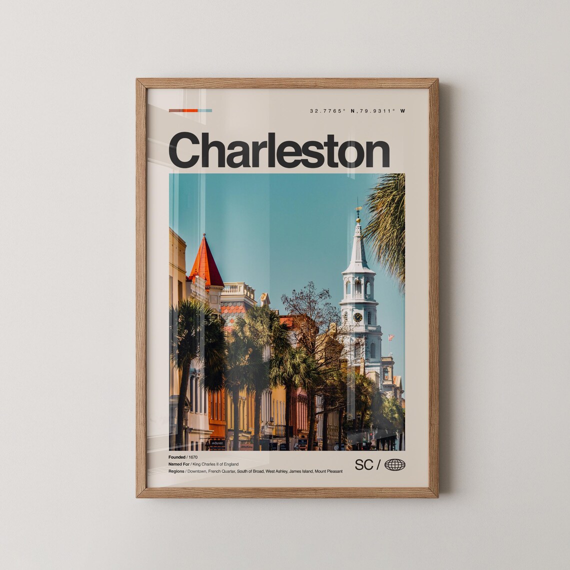 Charleston South Carolina Historic Street Palms Minimal Photo Poster