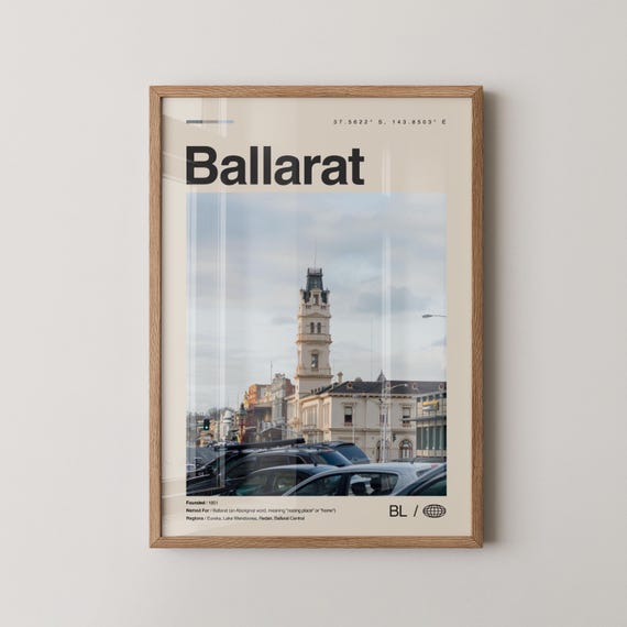 Ballarat Print Wall Art Poster Photo Dcor Map Australia