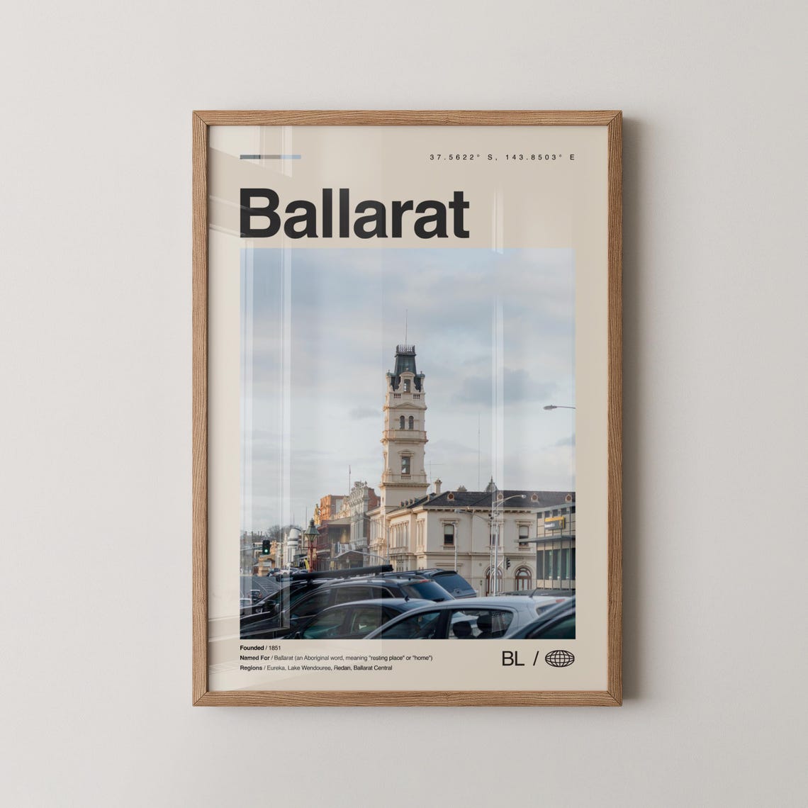 Ballarat Print Wall Art Poster Photo Dcor Map Australia