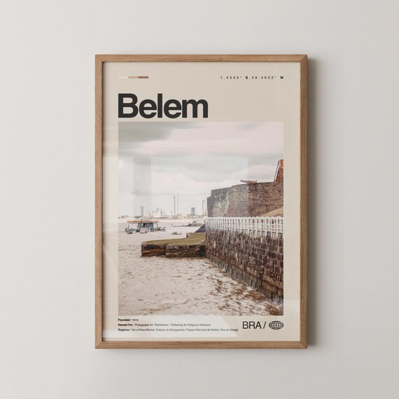 Belem Brazil Minimalist City Travel Poster Historic Fort Waterfront Photo