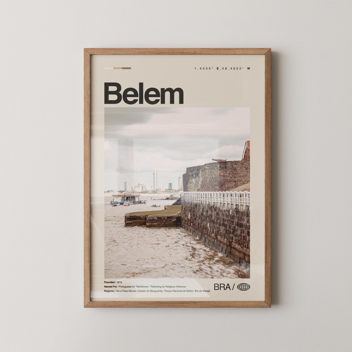 Belem Brazil Minimalist City Travel Poster Historic Fort Waterfront Photo