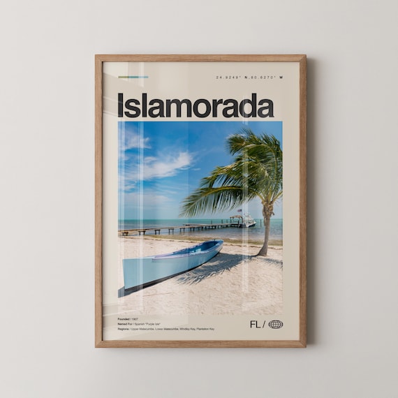 Islamorada Florida Keys Vintage Travel Poster Retro Beach Scene