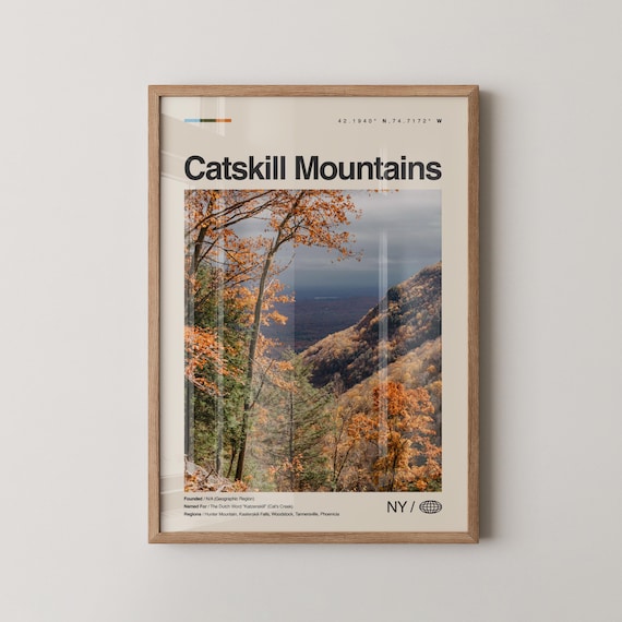Catskill Mountains Autumn Fall Valley Minimalist Travel Poster