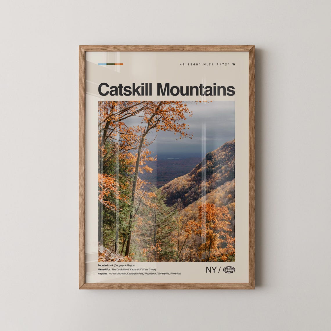 Catskill Mountains Autumn Fall Valley Minimalist Travel Poster