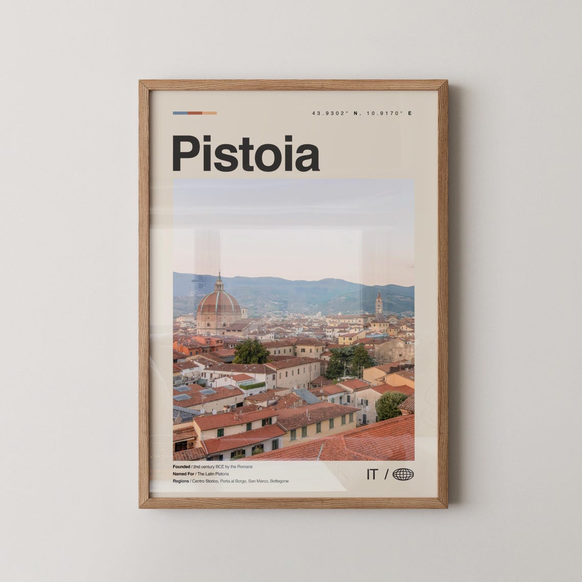Pistoia Print Black And White Wall Art Poster Photo Dcor Map Italy