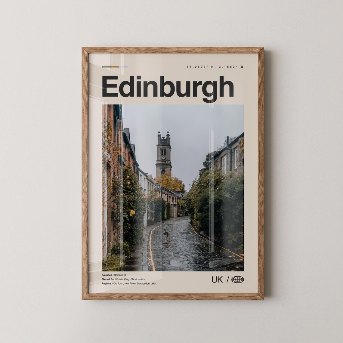 Edinburgh UK Old Town Historic Cobblestone Lane City Travel Poster