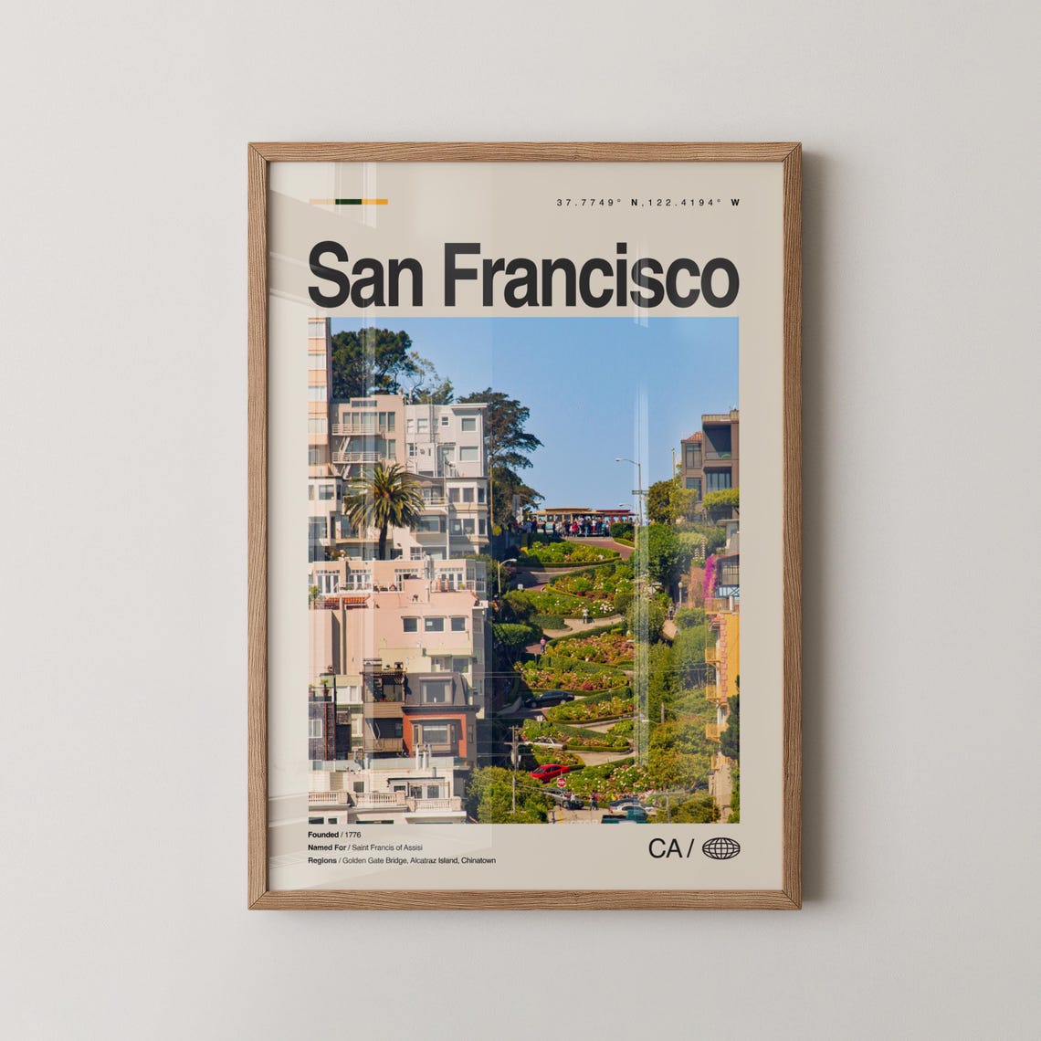 San Francisco California Lombard Street Minimalist Travel Poster